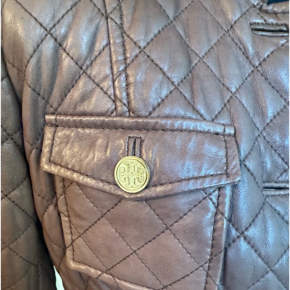 Tory Burch brown leather jacket with gold hardware size 4 - Picture 2 of 6